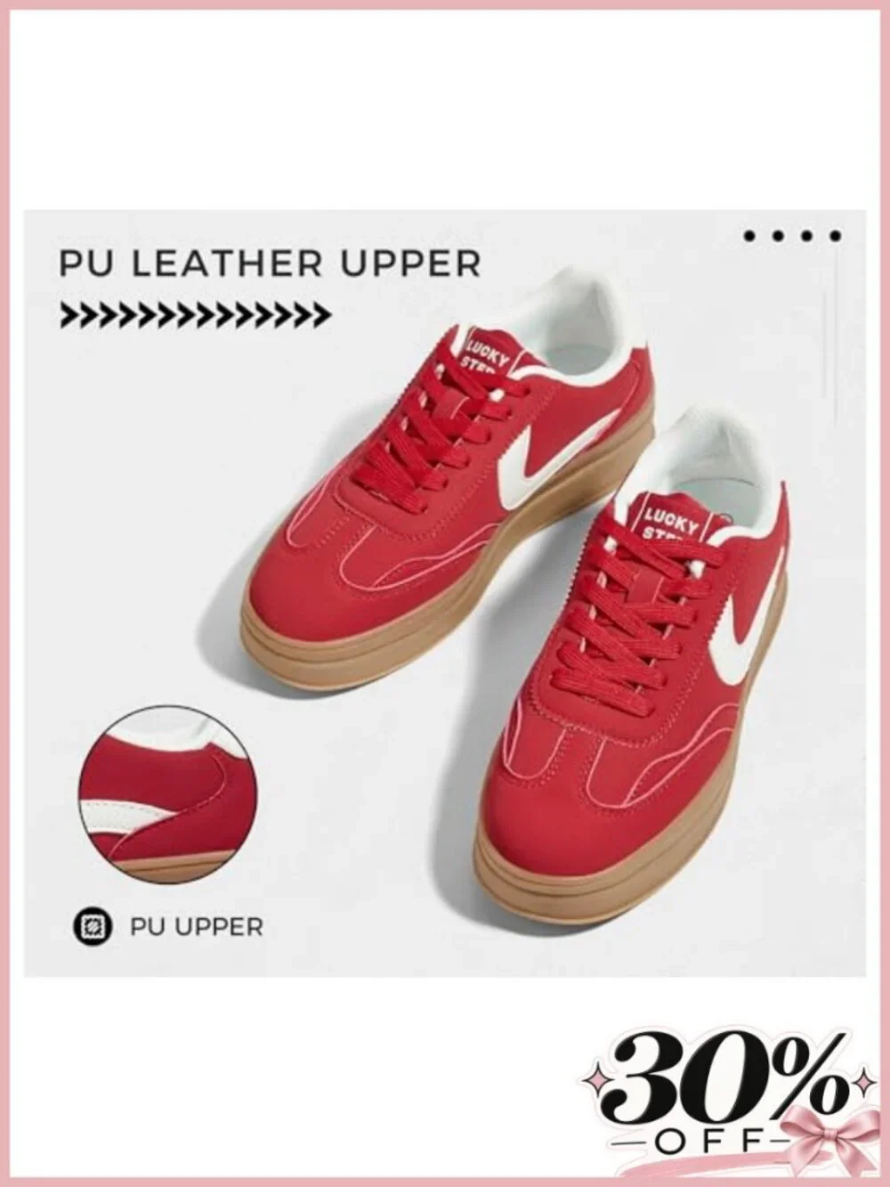 Platform Fashion Sneakers Faux PU Leather Suede Lace-Up Retro Casual
